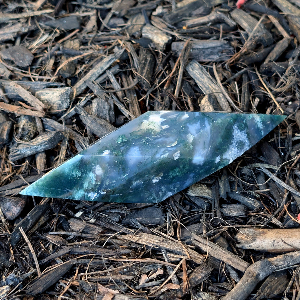 Moss Agate Faceted Freeform - PIECE B