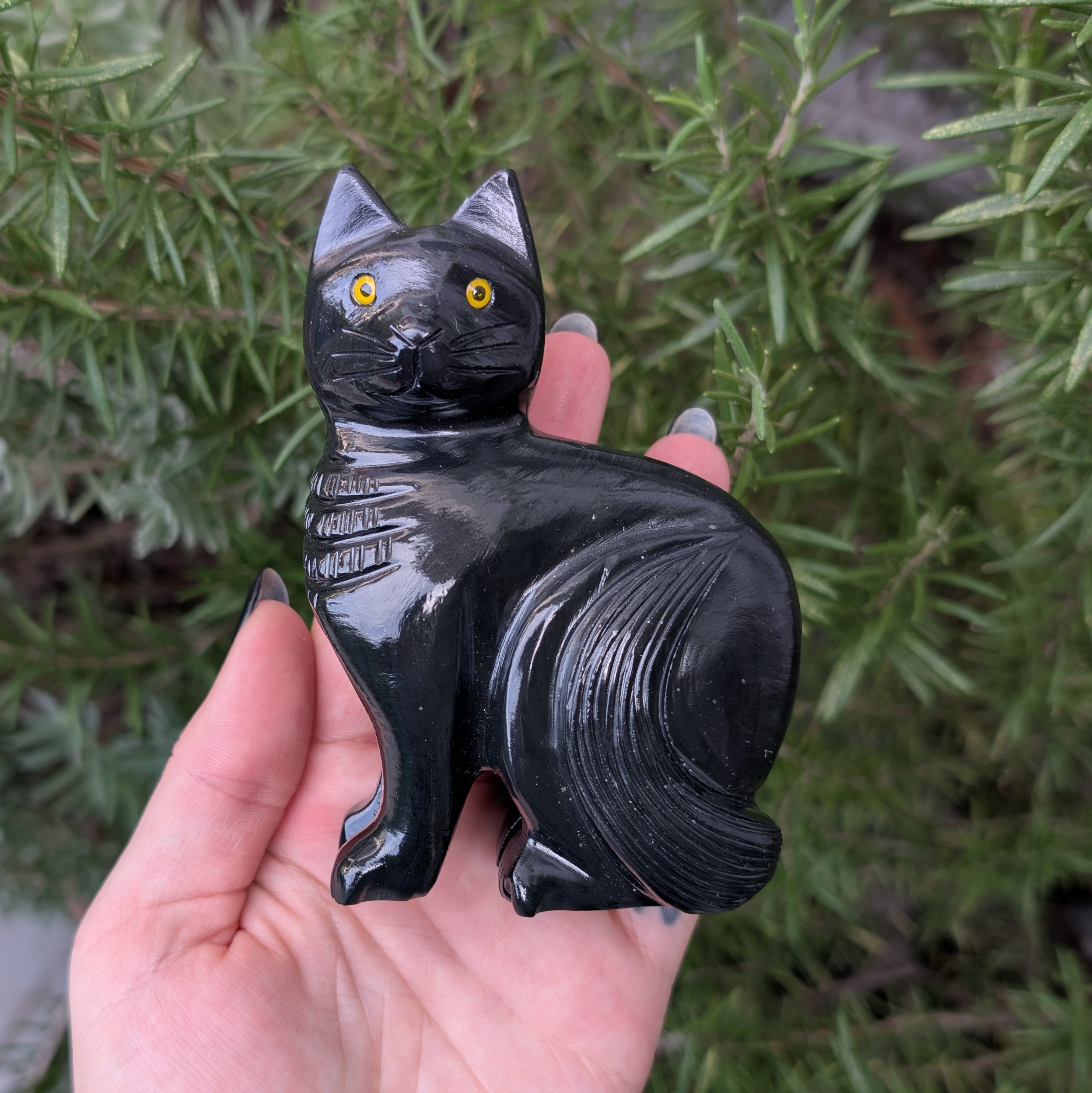 Hand-Carved Onyx Black Cat