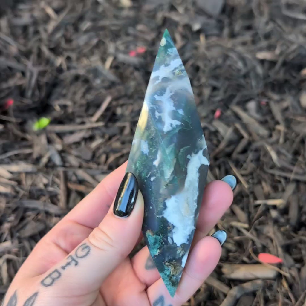 Moss Agate Faceted Freeform - PIECE B